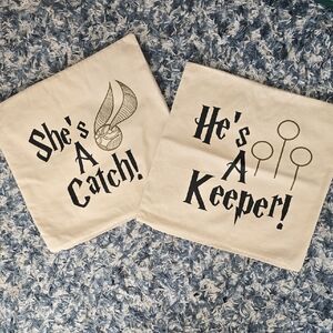 Cream Him And Hers Harry Potter Pillow Covers